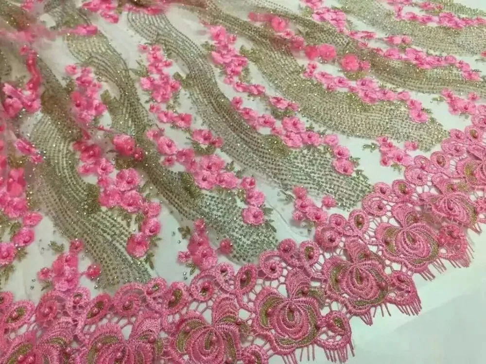 Осень новый бисером африканских кружевной ткани 2016 Оптовая Франция швейцарский