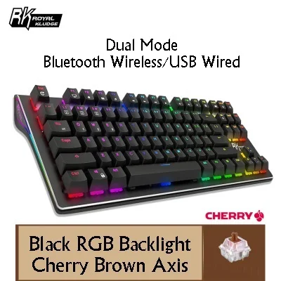 Черный Royal Kludge RK G87 двойной режим Bluetooth беспроводной/USB Проводная RGB подсветка перезаряжаемая Механическая игровая клавиатура RK/Cherry Axis - Цвет: Черный