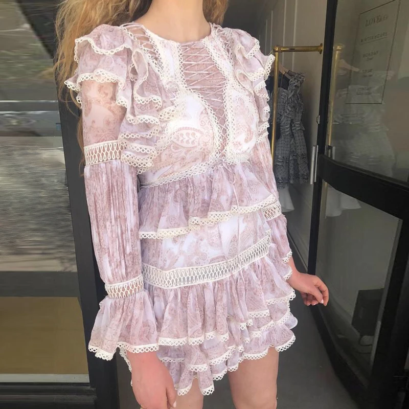 Праздничное платье в стиле Boho-Chic весеннее женское элегантное Каскадное Плиссированное мини-платье из натурального шелка