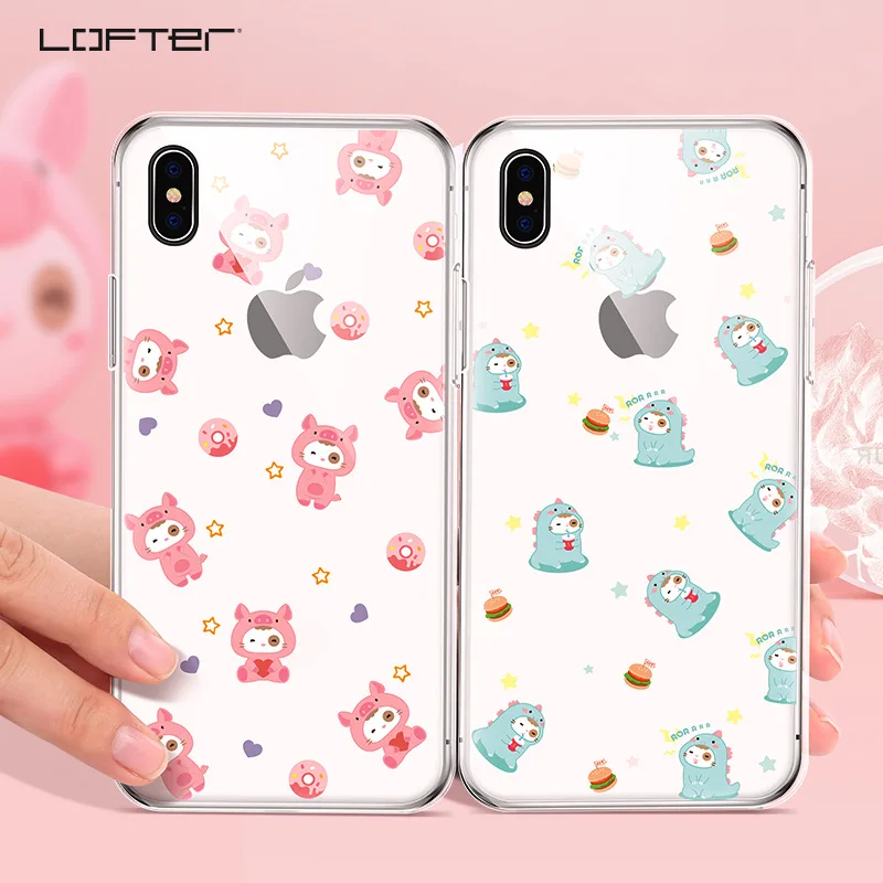 cute transparent cartoon phone case for iphone xr x xs soft tpu silicone clear cover for iphone xs max coque free global shipping