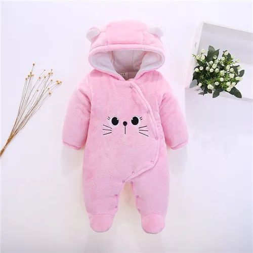 pink cat Детские комбинезоны, зимняя одежда для маленьких мальчиков и девочек, хлопковая одежда для новорожденных Ползунки, комбинезоны для новорожденных, теплая одежда для новорожденных - Цвет: pink cat
