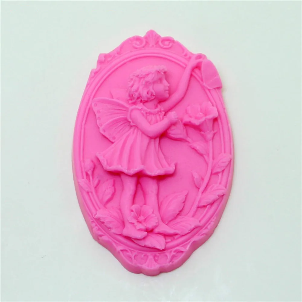 

Handmade soap Oval Mold liquid silica gel cake decorative angel die silicone soap making mold
