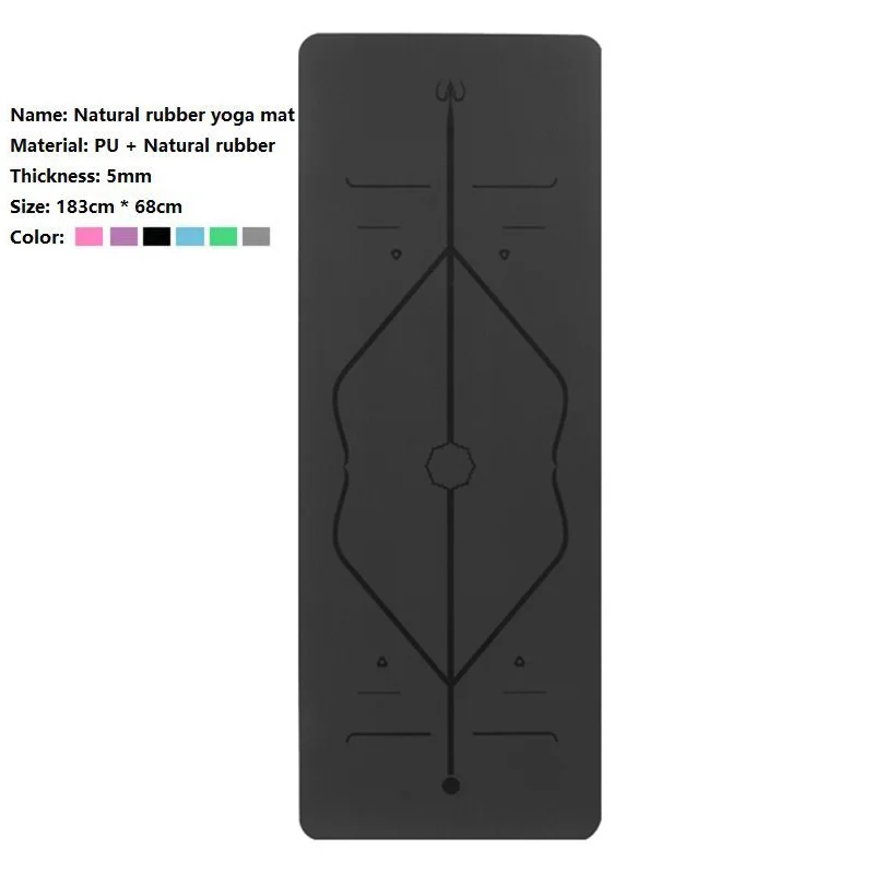 

PU + NATURAL RUBBER black yoga mat 5mm thick yoga mat exercise travel yoga mat 183cm * 68cm extended rubber mat