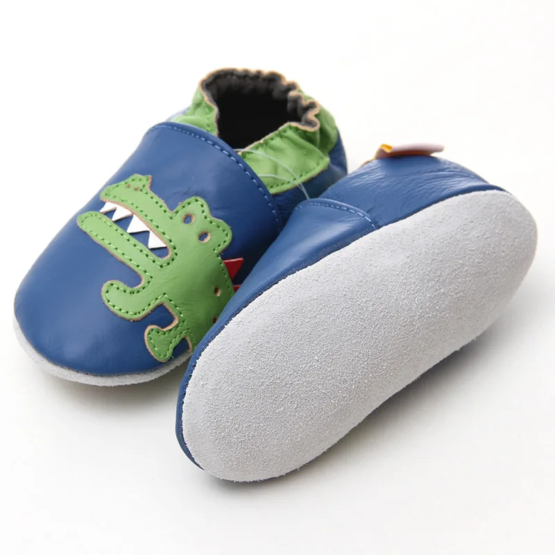 Кожаные детские ботинки крокодиловые мокасины с животными для малышей обувь