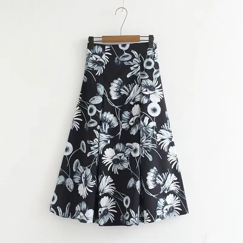 2018 Корейская летняя Новинка винтажная длинная Цветочная расцветка Женская