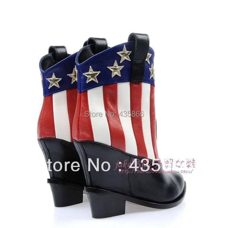 2013 GZ New Style Women's Red and White Stripes Inside Heighten Short Boots high heels shoes | Обувь