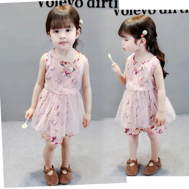 Одежда для маленьких девочек платье с цветочным рисунком Новинка 2018 года летнее