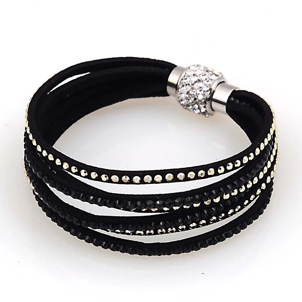Магнитные браслеты Кристальный браслет с многослойным бархатным браслетом