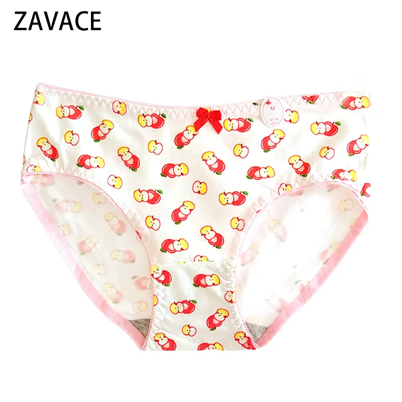 ZAVACE новое нижнее белье из хлопка женские большие размеры apple принт мультфильм