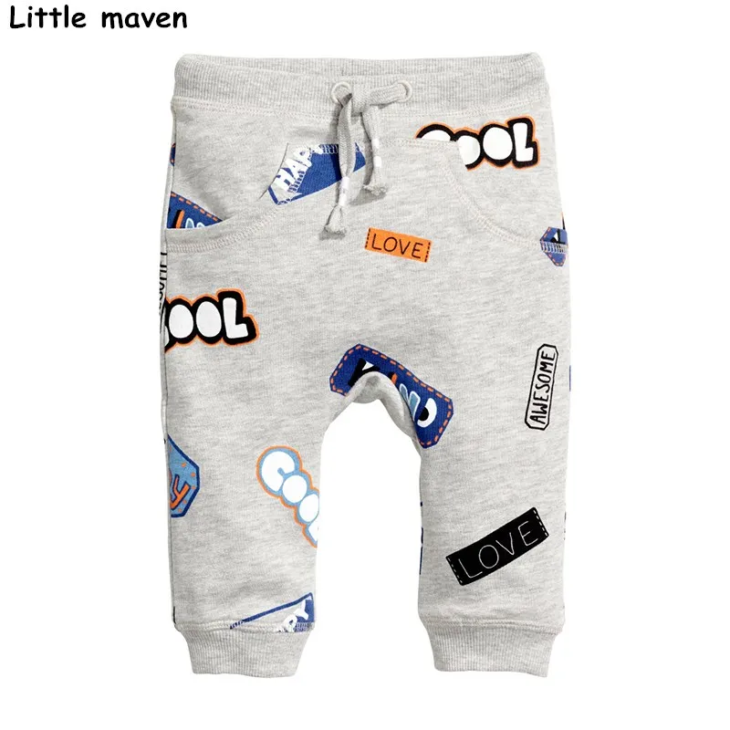Little Maven/осень г. одежда для маленького мальчика Хлопок Drawstring Штаны детская с принтом букв детские штаны школьные Штаны 10153