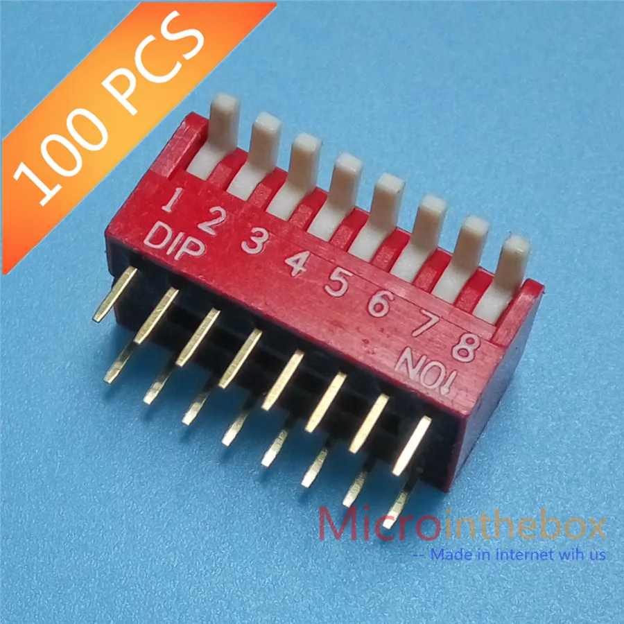 100 шт. DIP-переключатель 2 54 мм pitch Piano Key Тип 3 4 5 6 7 8 10 12 позиций 2Pin 4Pin 6Pin 8Pin 10Pin 12Pin