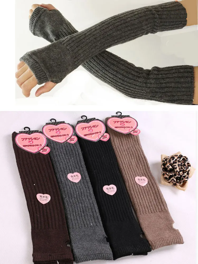 

Women Winter Long Arm Warmer Blending Woolen Long Sleeve Korean Stretch Gloves Warm Glove Cuff Mittens New