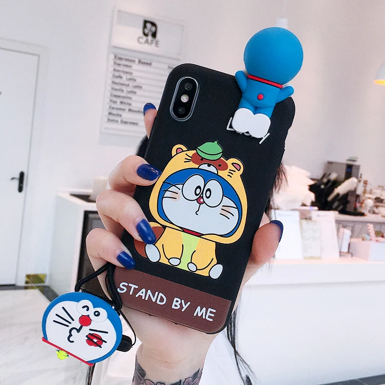 SAM S10 plus милый 3D Doraemon чехол для телефона для samsung Galaxy S7 Edge S8 S9plus S10E note8/note9 мультяшный чехол+ ремешок