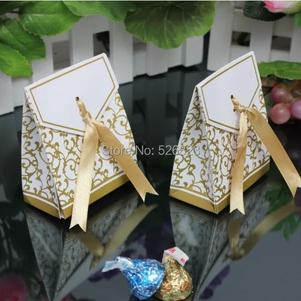 Винтажная Золотая Серебряная коробка конфет с лентой для свадьбы/свадьбы casamento