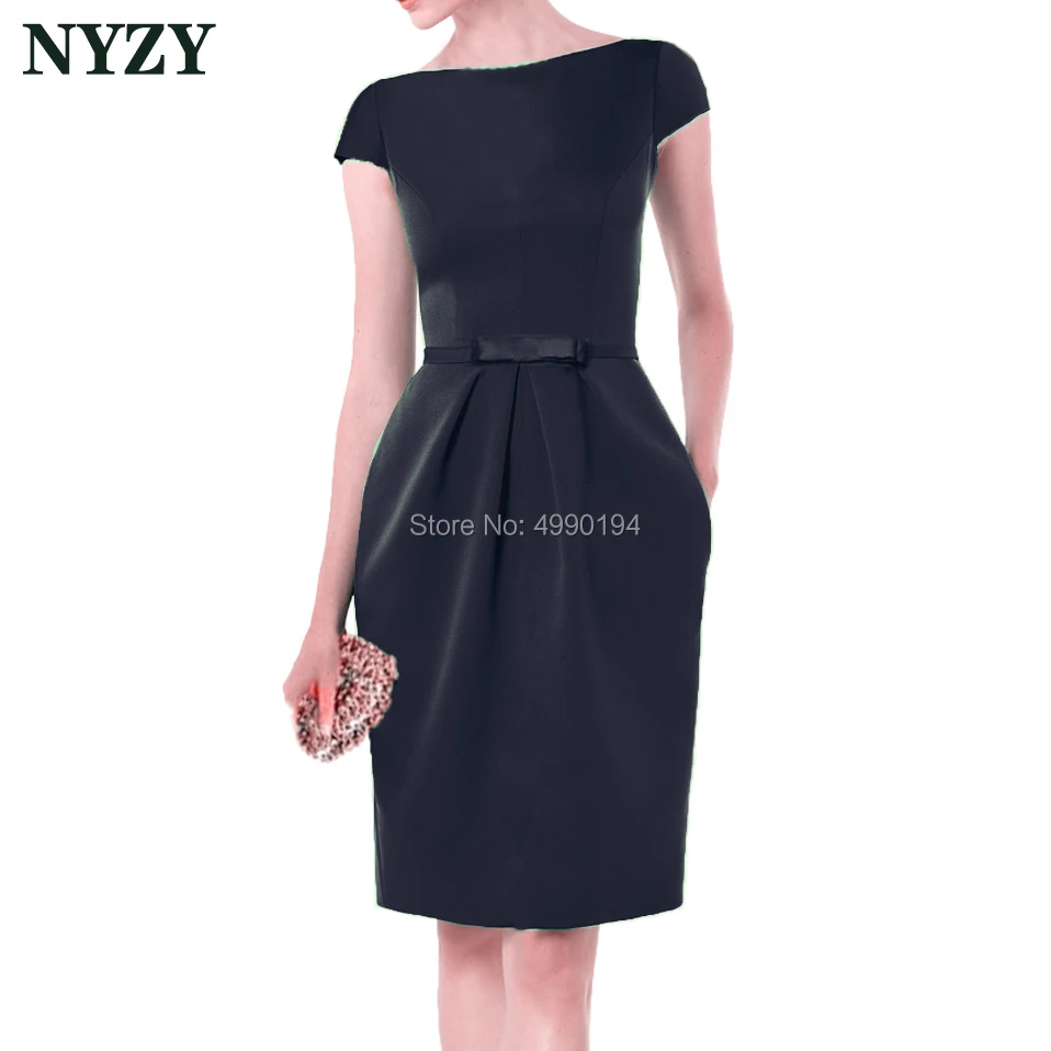 Бирюзовый халат Vestido коктейльные платья NYZY C155 элегантное атласное свадебное платье с карманами праздничная одежда вечернее платье - Цвет: Черный