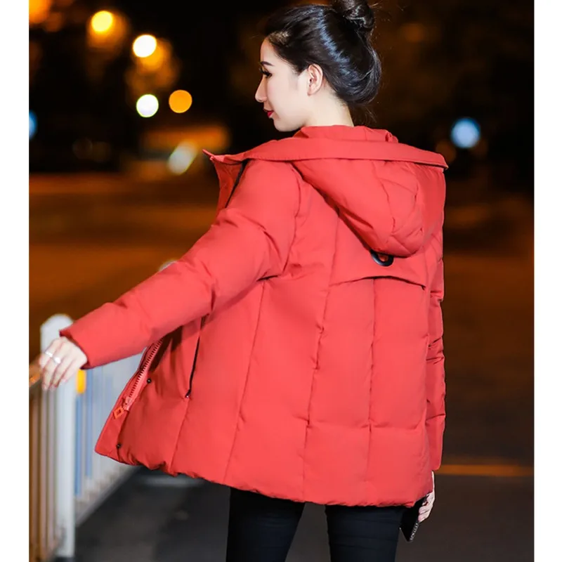 

UHYTGF Oversize Down Women Winter Jacket Tops parka Women Long Down cotton Hooded Slim Warm Coats L-5XLPlus size Outerwear 733