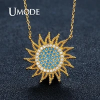 umode gold sun pendant necklaces for women zirconia necklace link chain pendants femme fashion jewelry accessories gifts un0240a