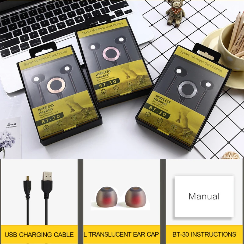 Подвесные Bluetooth наушники металлические магнитные Беспроводные спортивные для