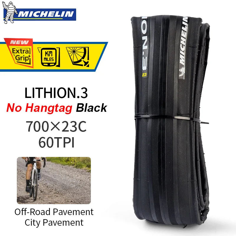 Black MICHELIN 1 Piece LITHION-3 Training Road Bicycle Bike Tire 700*23c Foldable Tyre Resistant Folding Ultralight Tyre Bicycle Parts - Цвет: Black