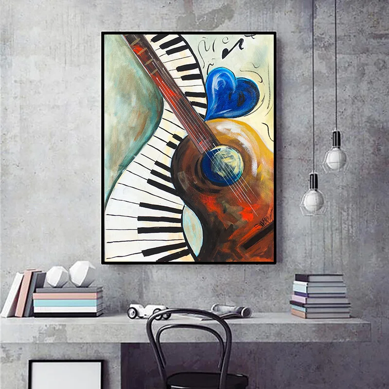 GoldLife настенное искусство картина с гитарой музыка холст живопись на стене