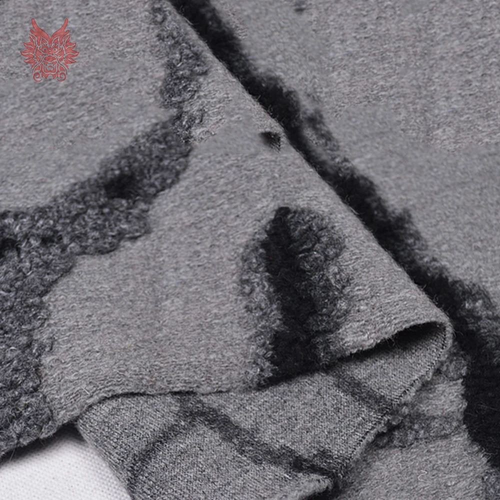 Серый геометрический жаккард кашемировая шерстяная ткань для пальто платье