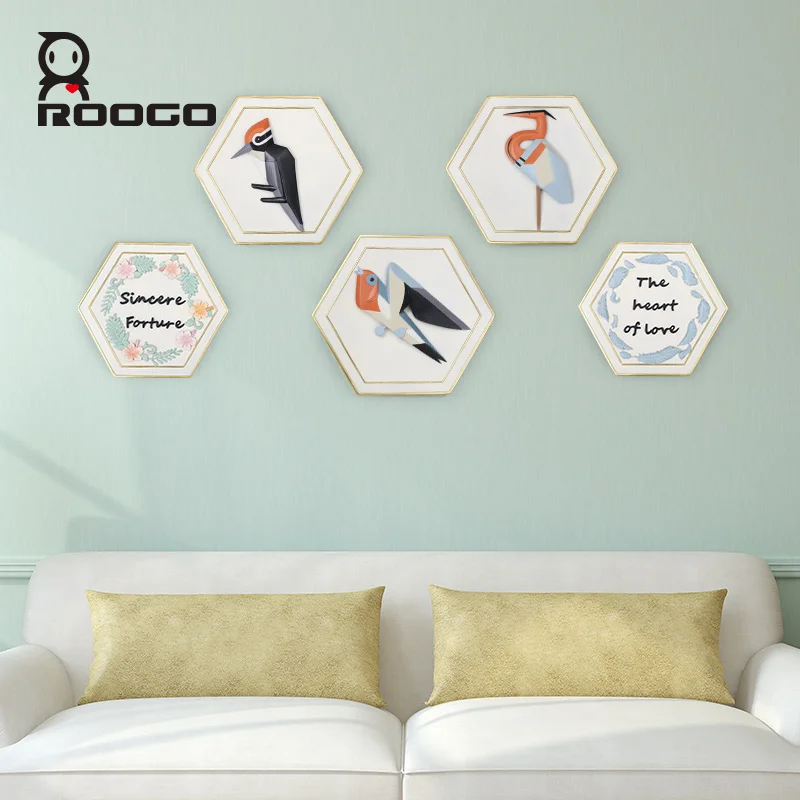 

ROOGO Bird Wall Decoration Living Rooms Decor Office Background Stickers Unique Creative Design 4 Forms Gift for New House