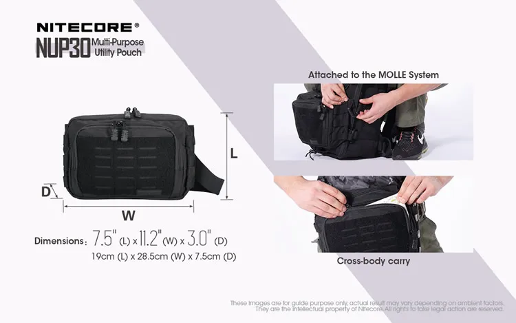 NITECORE NUP30 многоцелевой подсумок 600D полиэстер ткань Повседневная посылка для путешествий, бега, кемпинга, рыбалки, пикника, сумки NU20 NU10