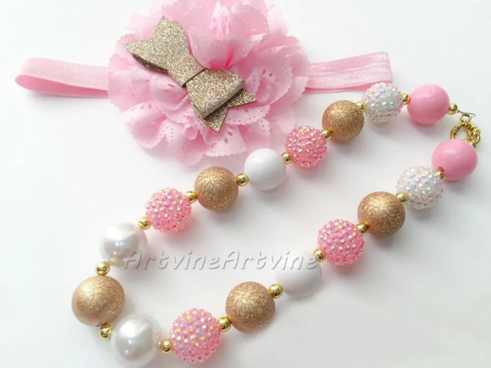 Женское розовое белое и золотое ожерелье для малышей|pink gold| |