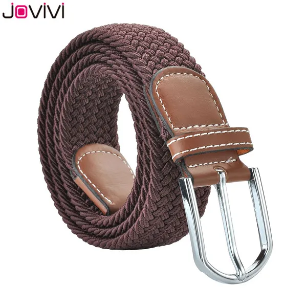 Jovivi последний стиль 1 шт. повседневные мужские и женские тканевые Плетеный растягивающийся ремень с пряжкой эластичный пояс для гольфа подарок на день рождения - Цвет: 1x Dark Coffee 105cm