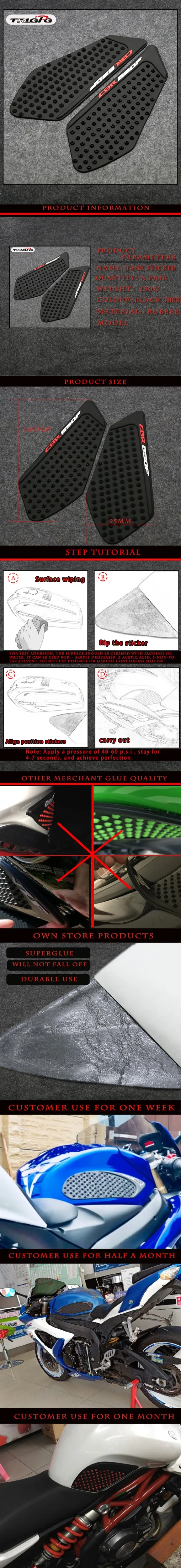 Для Honda CBR 650F 2013- CBR650F бак наклейки для автомобиля резиновая корки топливного бака с подкладками