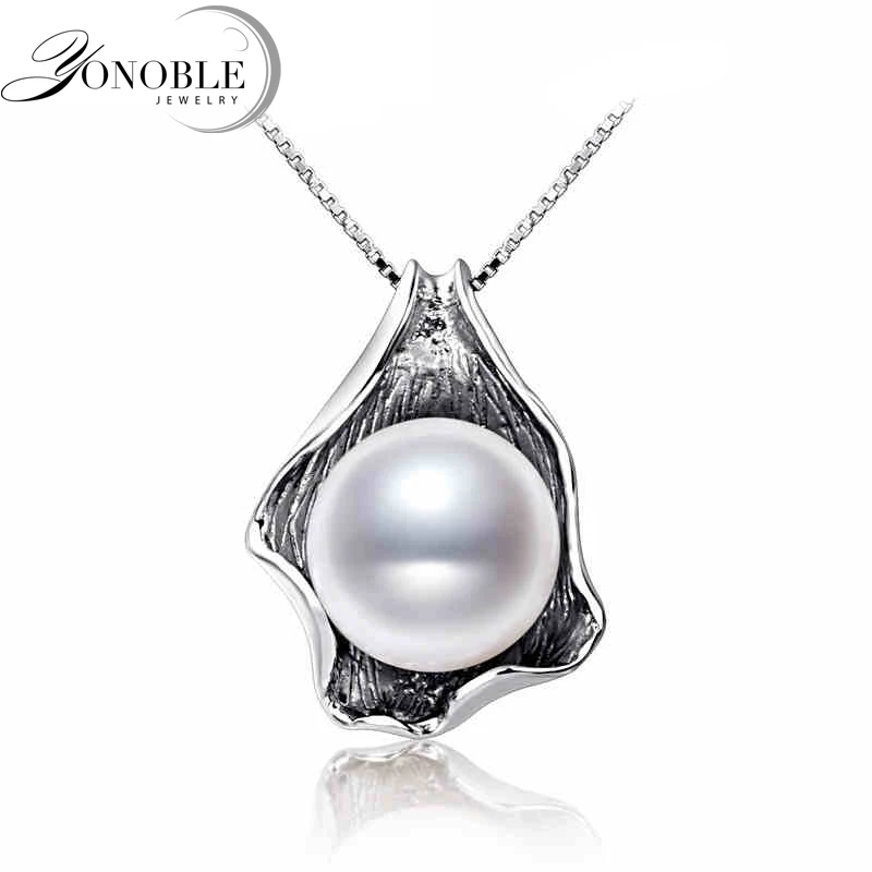 white pearl pendant Ожерелье с подвеской из натурального черного жемчуга, подвеска из пресноводного жемчуга, ювелирное изделие, Настоящее серебро 925 пробы, Подвеска для женщин и девушек, подарок на день рождения - Цвет камня: white pearl pendant