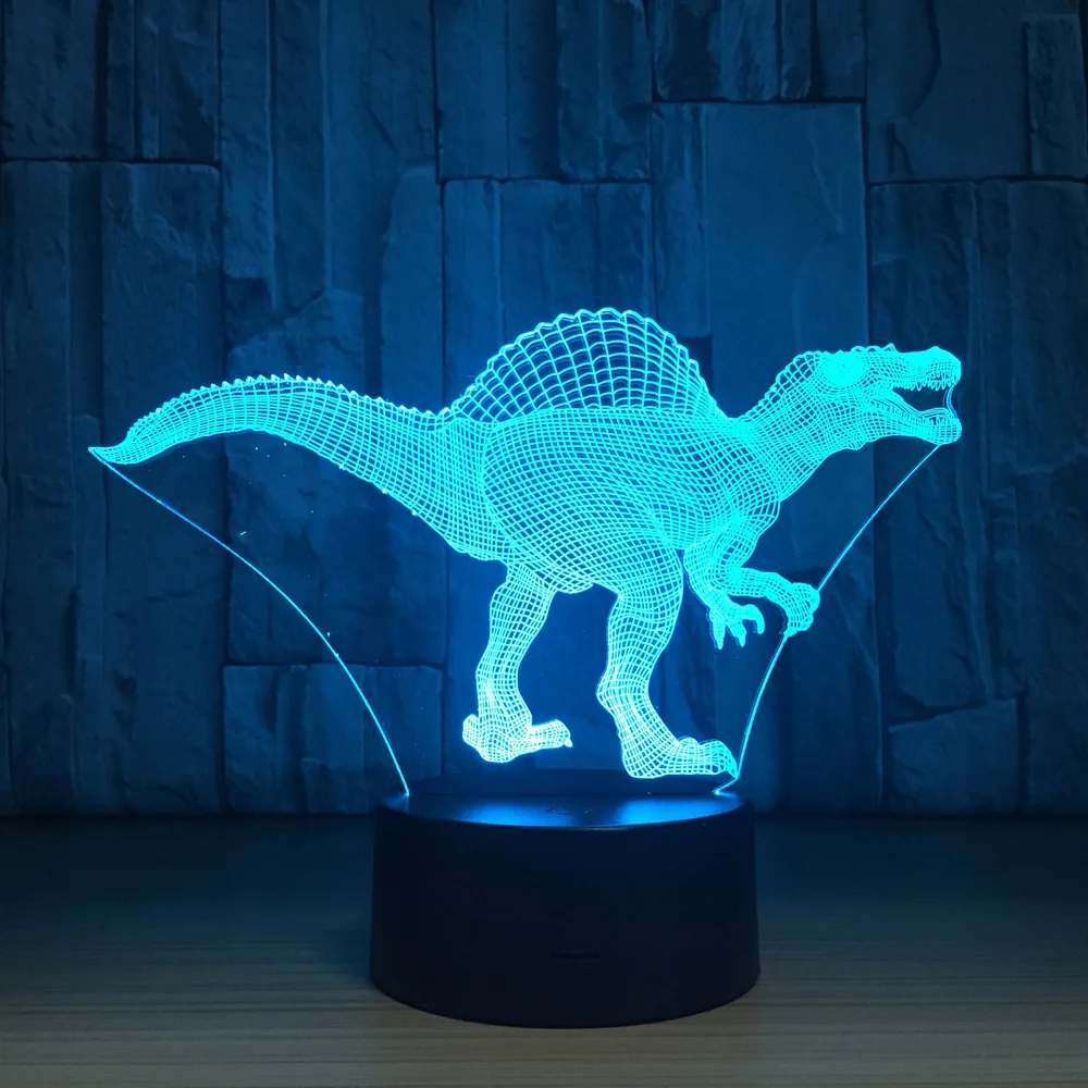Светодиодный спинозавр 3D ночник акриловые оптические декоративные светильники