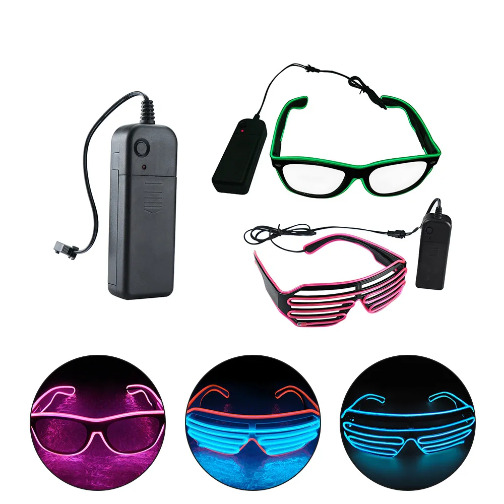 Style 3 Лидер продаж EL Glasses EL Wire модный неоновый светодиодный светильник в форме затвора очки Rave Festival DJ вечерние Декоративные Солнцезащитные очки - Цвет: Style 3