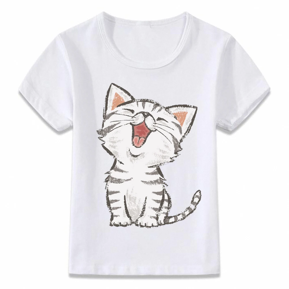 Дети T рубашка счастливая осень Хаски кошка енота с милыми животными Детская