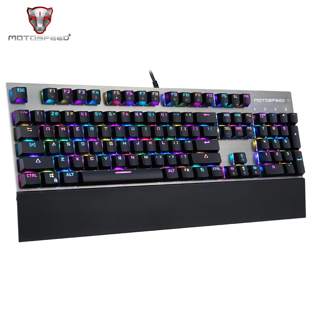 Motospeed CK108 игровая клавиатура с 104 кнопками синий переключатель RGB подсветка
