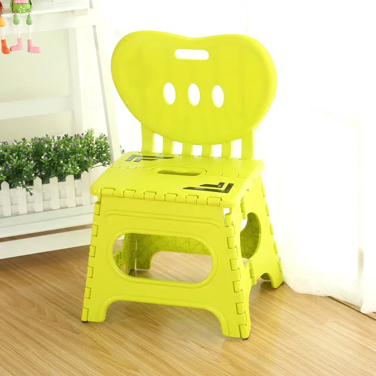 구매 다기능 접이식 의자 플라스틱 등받이 휴대용 홈 의자, 크리에이티브 유치원 작은 의자, 어린이 가구