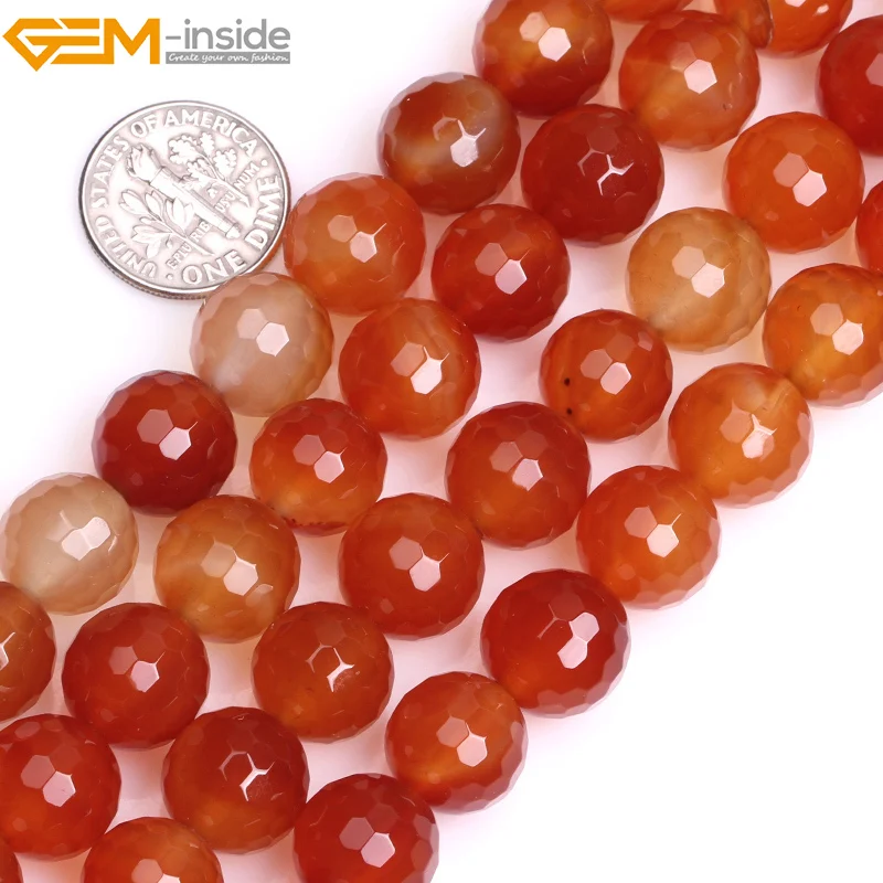 

Natural Round Faceted Red Agates Beads For Jewelry Making 12-16mm 15inches DIY Jewellery FreeShipping Wholesale Gem-inside