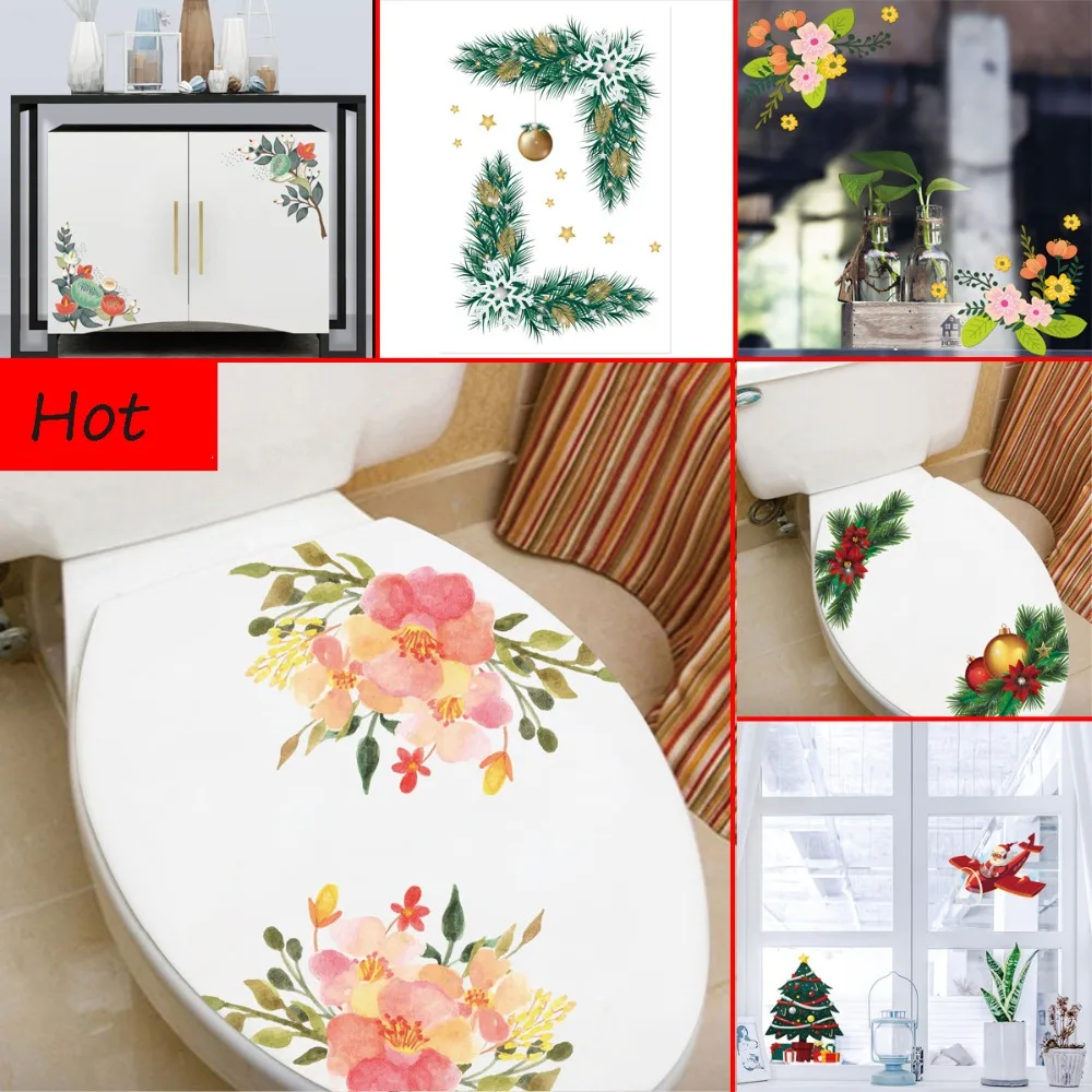 Красочные цветы 3D наклейки на стену пионы холодильник шкаф туалет ванная комната