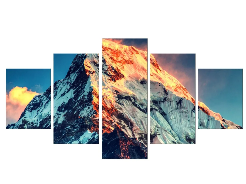 

5 шт. HD холст картины wall art плакат на холсте из ткани с принтом "Айсберг" и пламя Антарктида для украшения дома защелка