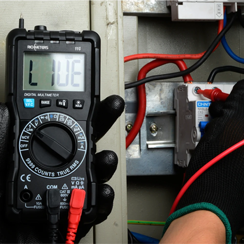 RICHMETERS 110 цифровой мультиметр TRUE-RMS 9999 отсчетов NCV подсветка AC DC Напряжение Ток