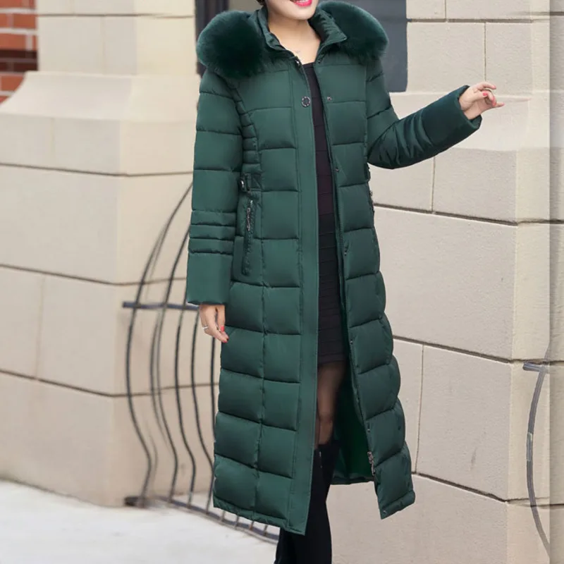 Женское длинное пальто на хлопковой подкладке 5XL Повседневная парка с большим