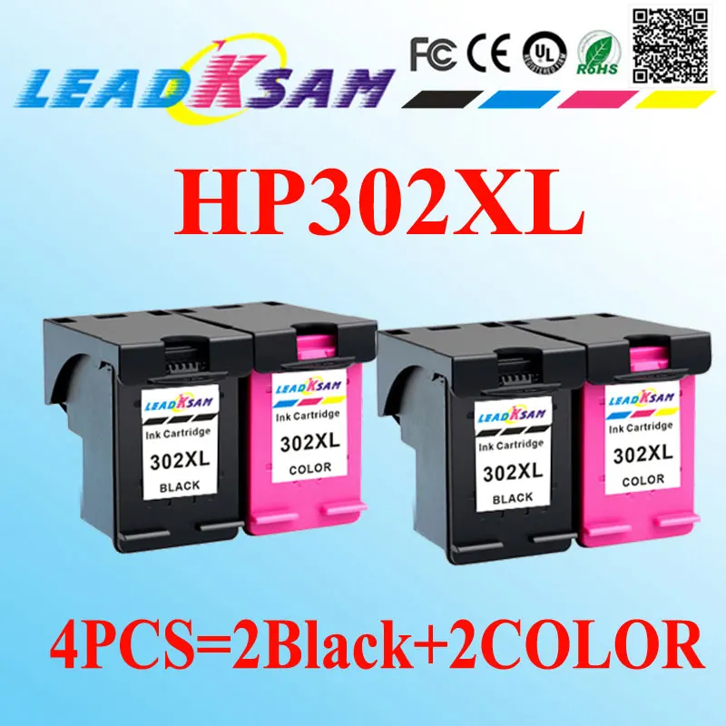 4PCS 2BK 2CL 4 шт. 302XL переработанный картридж совместимый для hp302 302 302 XL чернильный картридж с чернилами hp Deskjet 1110 1111 1112 2130 2131 принтер - Цвет: 4PCS 2BK 2CL