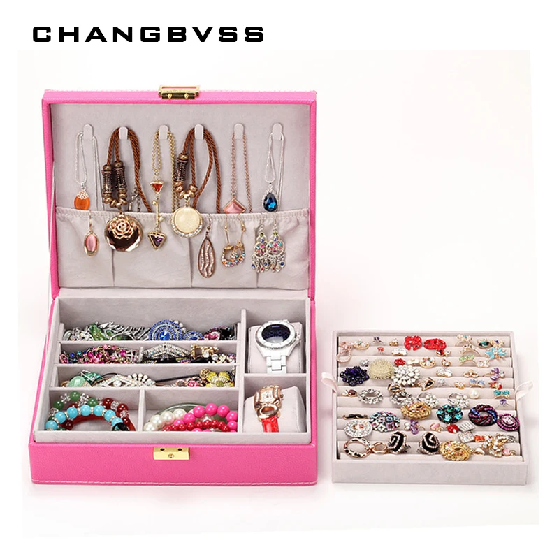 1 шт. модная кожаная шкатулка для хранения Чехол ювелирные изделия Контейнер