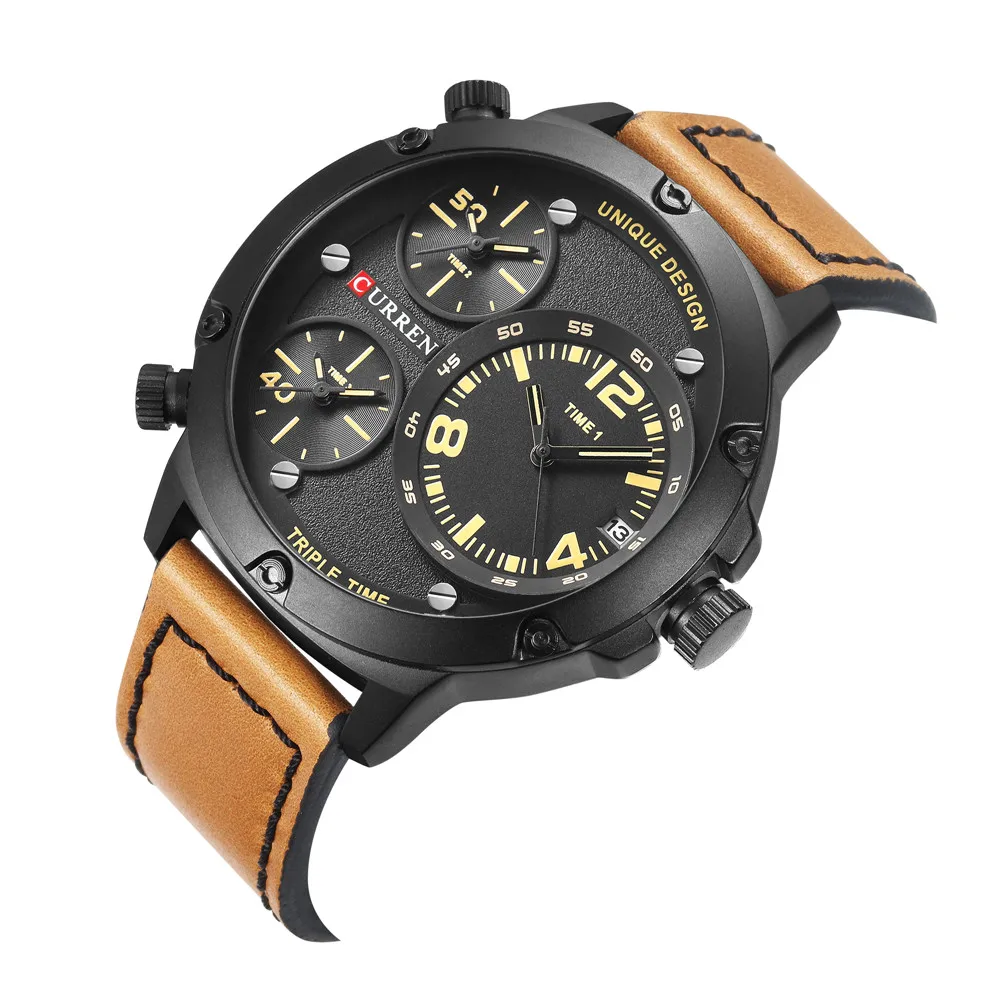 Часы CURREN Мужские деловые кварцевые несколько часовых поясов Автоматическая Дата