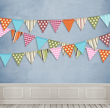 Виниловые тканевые фоны на заказ с изображением цветных флагов стен деревянного