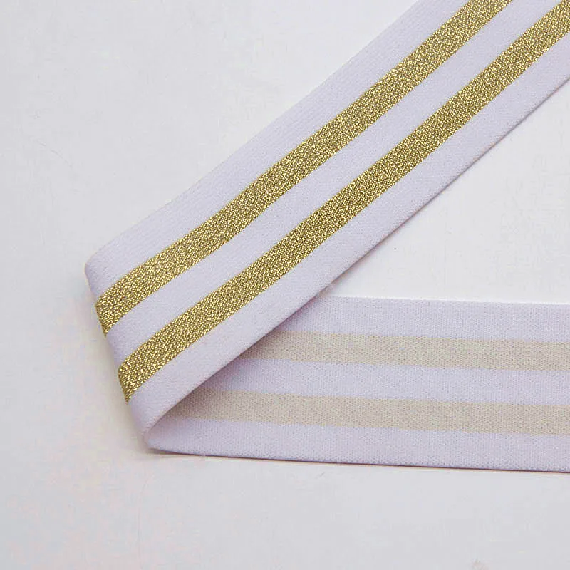 White gold 1M 5 см, кружевные эластичные ленты, черно-белые сетчатые лямки, резинка на талии, 50 мм, сделай сам, поставка для сумок, нижнего белья, юбки, брюк, аксессуары - Цвет: White gold 1M