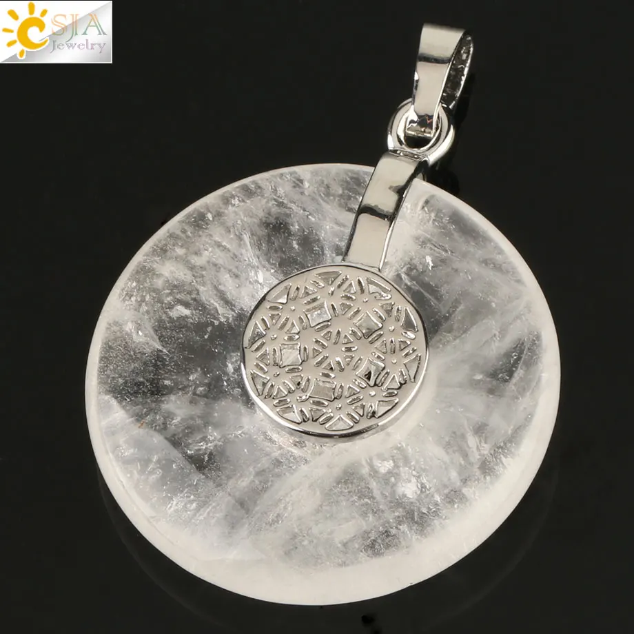 White Crystal Csja цветок из натурального камня жизни Подвески Ожерелья Кристалл лечебная энергия балансировочная бусина геометрический символ Женщины Мужчины ювелирные изделия G140 - Окраска металла: White Crystal