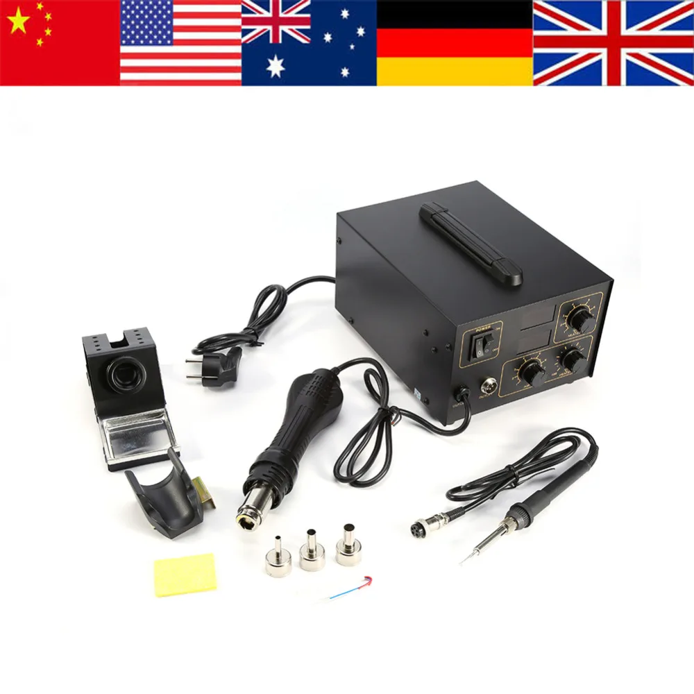220V 998D паяльная станция электрический утюг СТАНЦИЯ сварщик и горячего воздуха& насадки паяльник для подключения к Ферро De Solda год