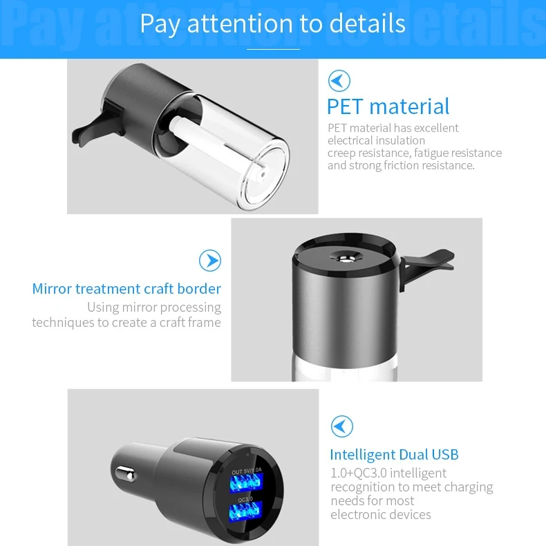 Автомобильный увлажнитель воздуха освежитель 1 Вт 3 USB зарядка очиститель Емкость