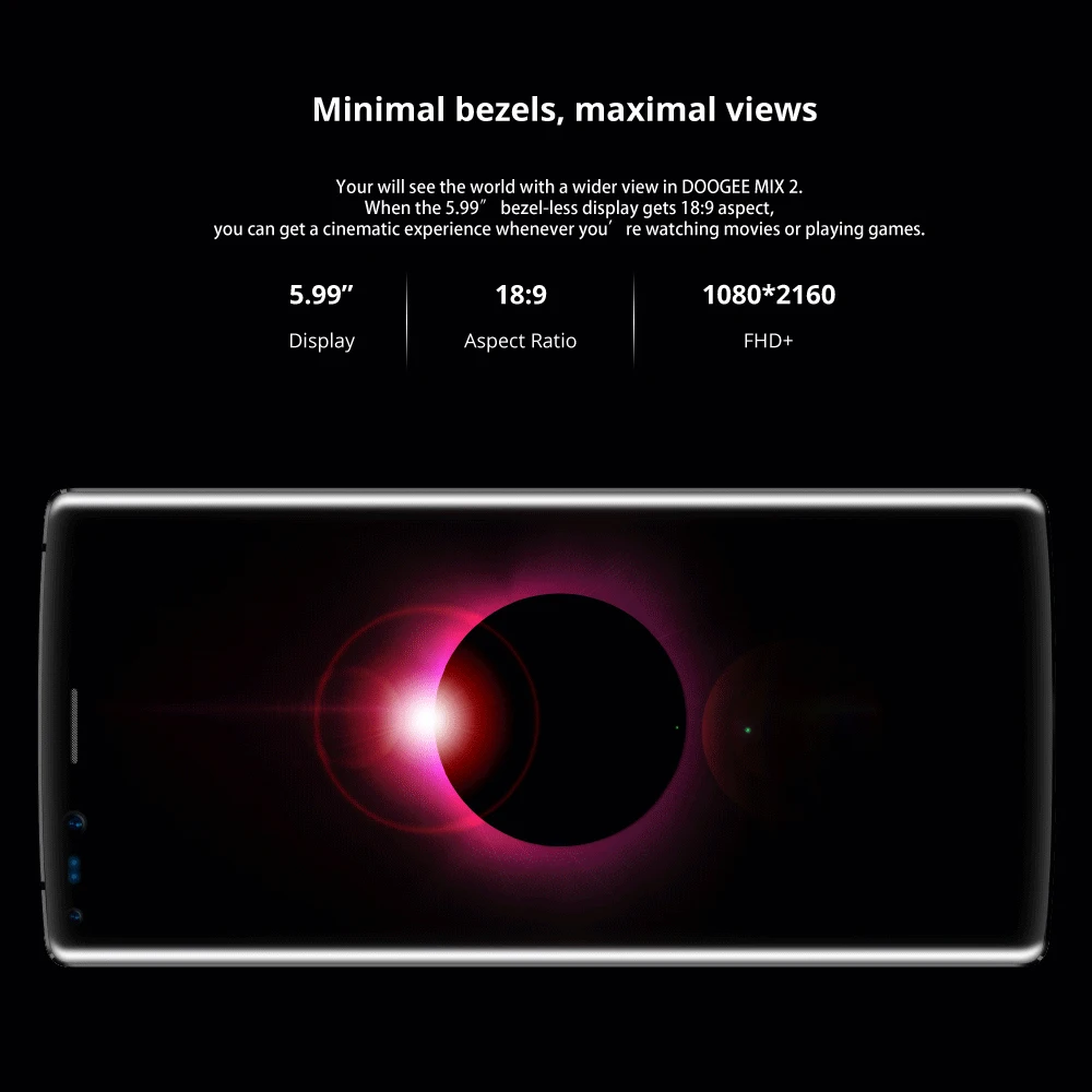 DOOGEE Mix 2 6 ГБ Оперативная память 64 Гб Встроенная память Helio P25 Octa Core 5,99 ''FHD+ безрамочный экран смартфон Quad Камера 16,0+ 13,0 Мп 8,0+ 8,0 Мп Android 7,1 4060 мАч